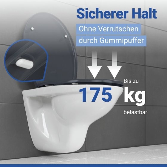 WC Sitz Mod. Samos Grau, Toilettendeckel mit Absenkautomatik 