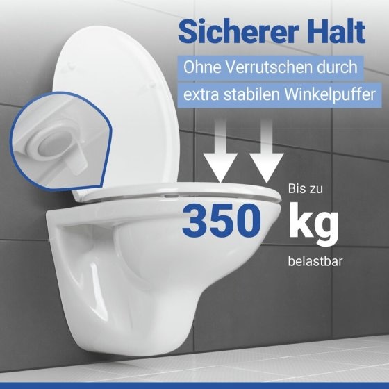 WC Sitz Mod. Rieti Weiß, stabiler Toilettensitz mit Absenkautomatik 