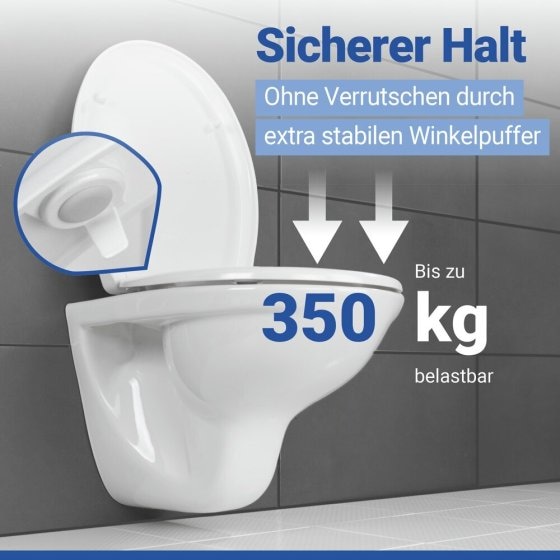 WC Sitz Mod. Gubbio Weiß, stabiler Toilettensitz mit Absenkautomatik 