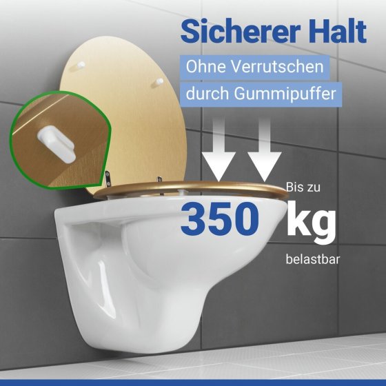 WC Sitz Mod. Aldeno Gold matt, Toilettendeckel aus foliertem MDF 