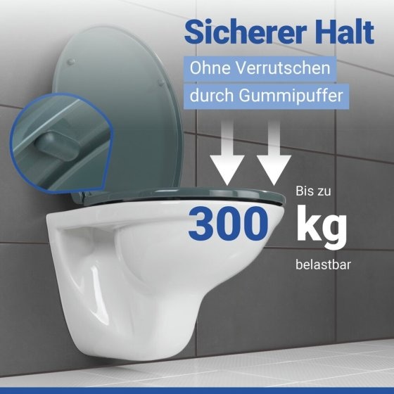 WC Sitz Mod. Ostuni Grau, stabiler Toilettensitz mit Absenkautomatik 