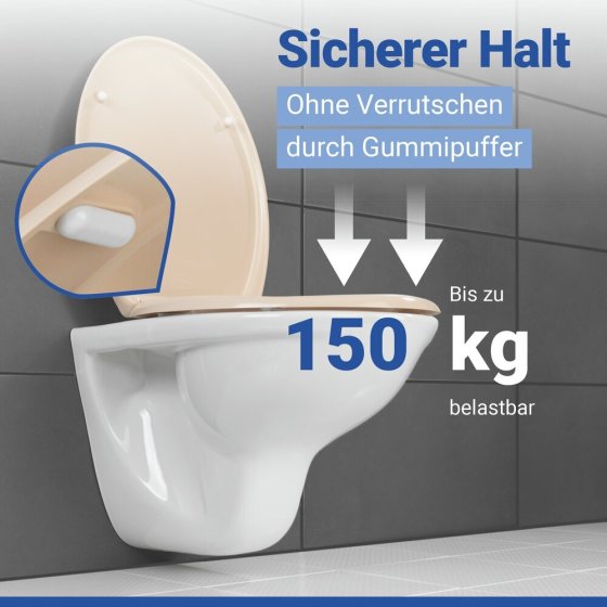 WC Sitz Mod. Ottana Beige, Toilettendeckel mit Absenkautomatik 