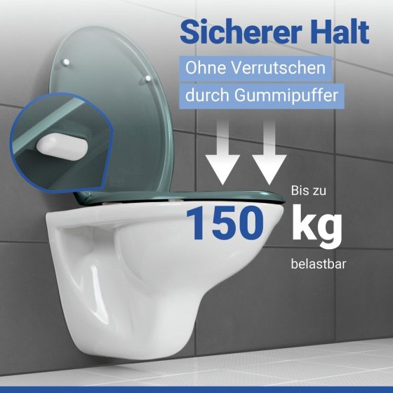 WC Sitz Mod. Ottana Dunkelgrau, Toilettendeckel mit Absenkautomatik 