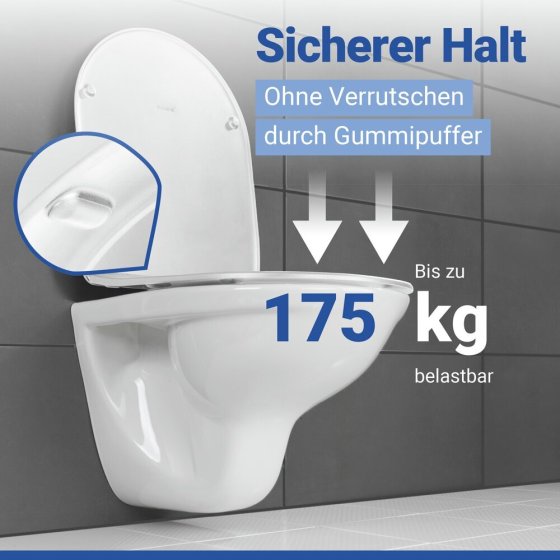 WC Sitz Mod. Galati Weiß matt, Toilettendeckel in D-Form mit Absenkautomatik 