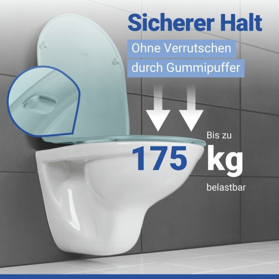 WC Sitz Mod. Galati Blaugrau matt, Toilettendeckel in D-Form mit Absenkautomatik 