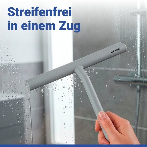 Badezimmerwischer Silikon Mod. Mola Grau, Edelstahl ummantelt mit Silikon 