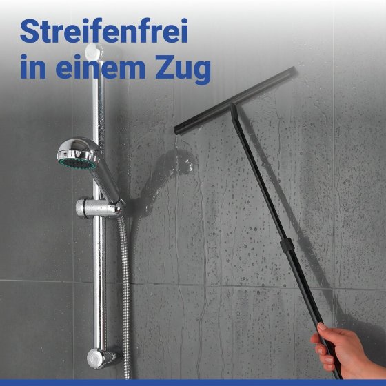 Teleskop Badezimmerwischer Schwarz, mit Doppel-Gummilippe 