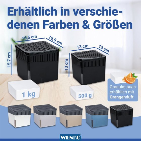 Raumentfeuchter Mod. Cube Nachfüller 500 g mit Orangenduft, 3er Set, Luftentfeuchter Nachfüllpack 