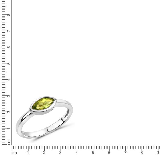 Ring 925/- Sterling Silber glanz rhodiniert Peridot grün 