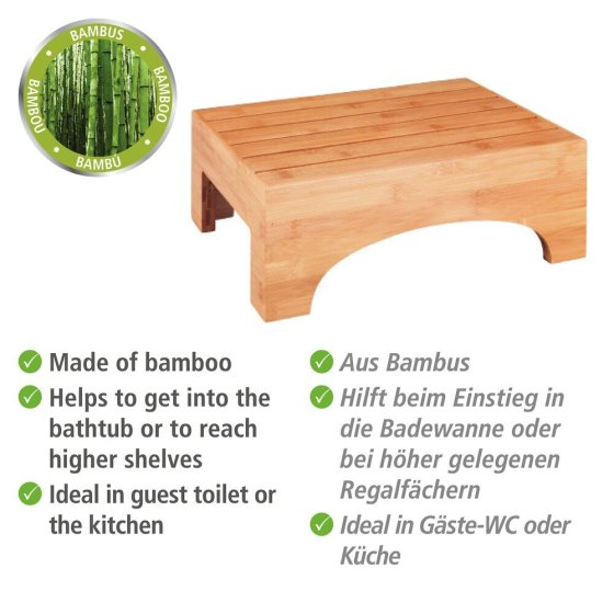 Badschemel Mod. Bambusa aus Bambus, praktischer Tritt 