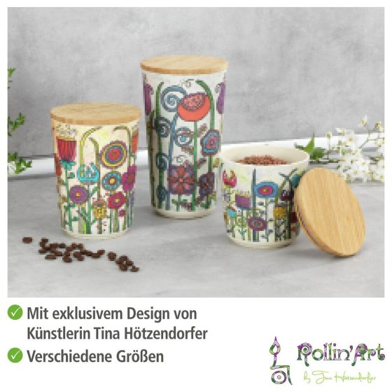Vorratsdose Mod. Garden, 3er Set, aus Biokunststoff und Bambusdeckel 