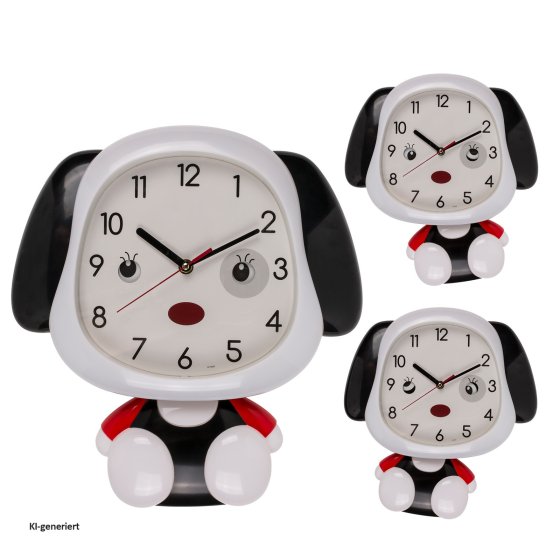 Lustige Wanduhr im Hundedesign für Kinderzimmer und Wohnräume 
