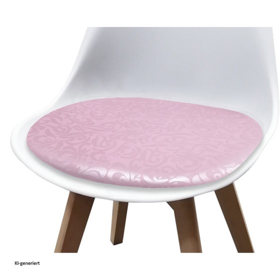 Esszimmerstuhl Weiß mit Kunstledersitz Atlanta Rosa mit Ornament 
