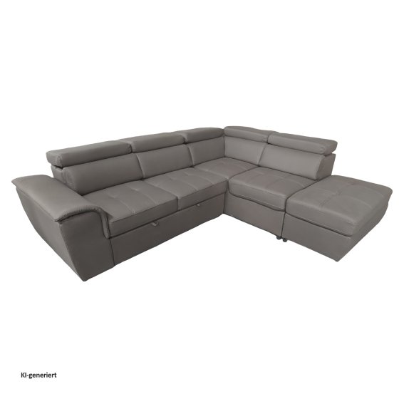 Couch Sandy mit Ottomane rechts Grau 