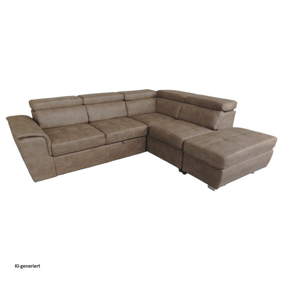 Couch Sandy mit Ottomane rechts Braun 