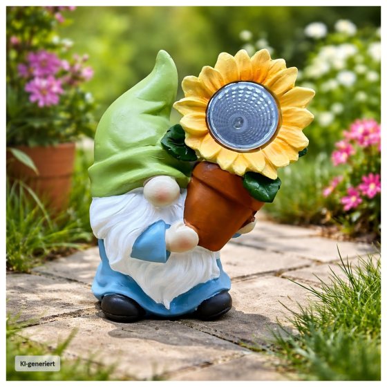 Solardekoleuchte Zwerg mit Blume 