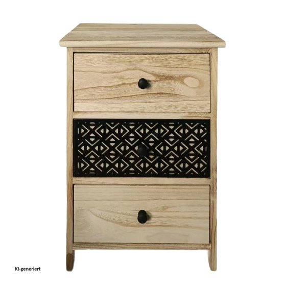 Kommode Melia 3 Schubladen Dekor Schwarz-Artisaneiche 
