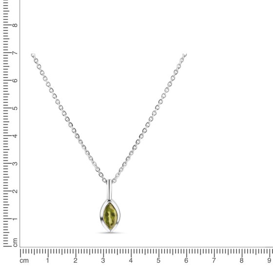 Anhänger mit Kette 925/- Sterling Silber glanz rhodiniert Peridot grün 