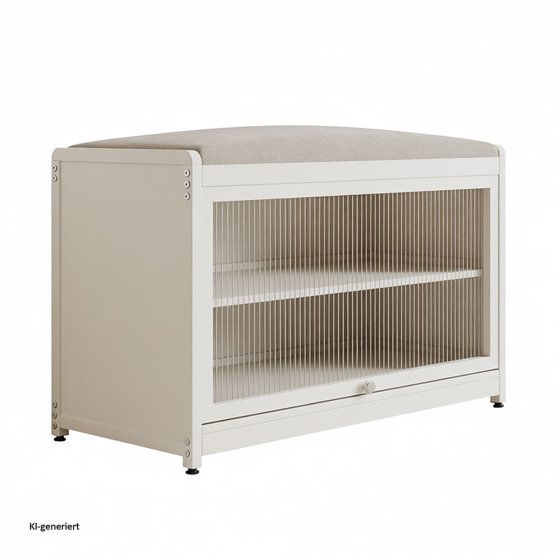 Schuhschrank mit Schiebetür und Sitzkissen Beige 