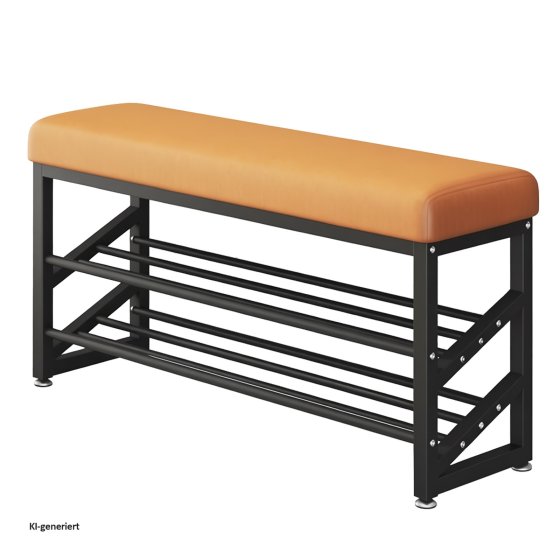 Schuhregal Metall 2 Ebenen mit Sitzkissen Orange 