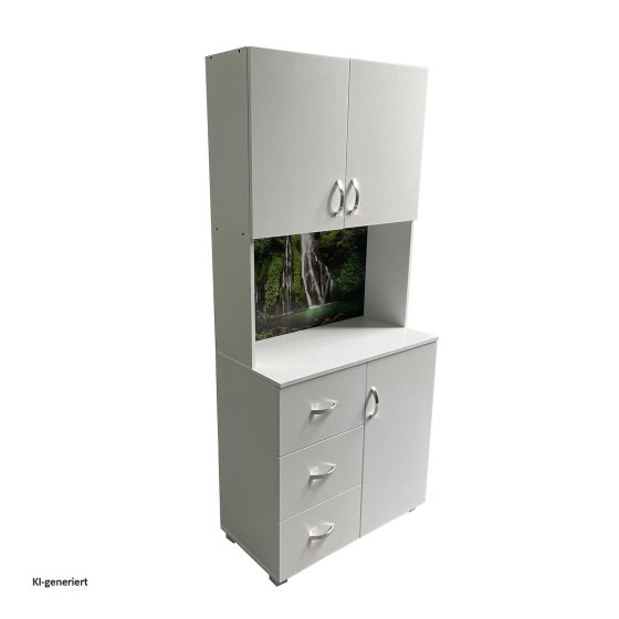 Schrank mit bedruckter Rückwand Wasserfall 