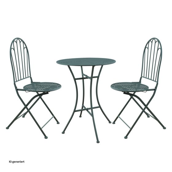 Bistro Sitzgruppe Ivo Metall Tisch mit 2 Stühlen Balkon Set Gartenmöbel 