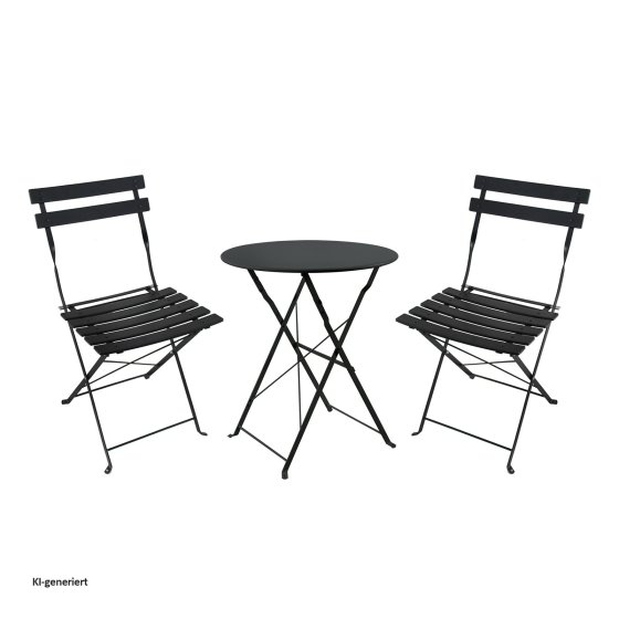Bistro Sitzgruppe Metall Schwarz klappbar Tisch mit 2 Stühlen Balkon Set 