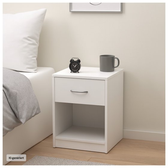 Nachtschrank mit 1 Schublade 2er-Set Nina Weiß 