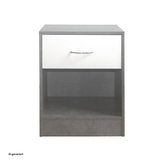 Nachtschrank 2er Set Thekla Beton/Weiß 