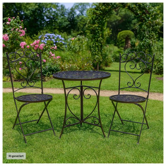 Gartentisch mit 2 Stühlen Curly Braun 