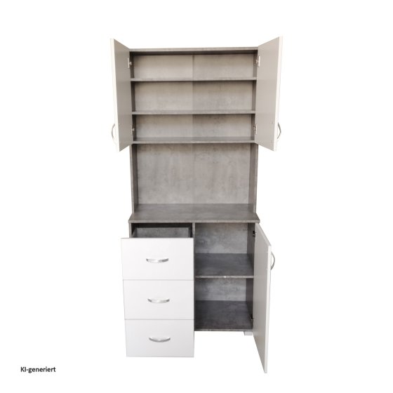 Küchenschrank Weiß/Beton Blanca 