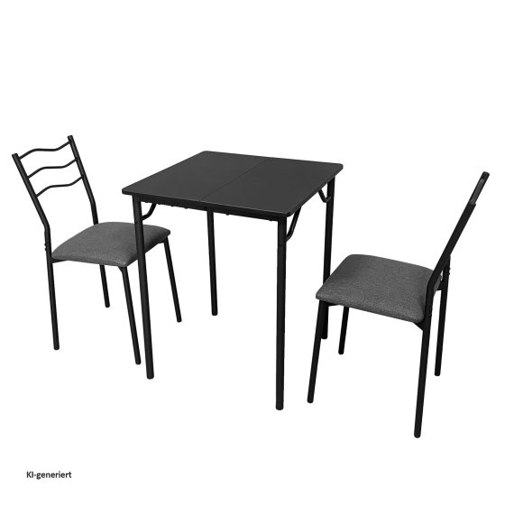 Essgruppe Thora 3-teilig Tischplatte Schwarz 