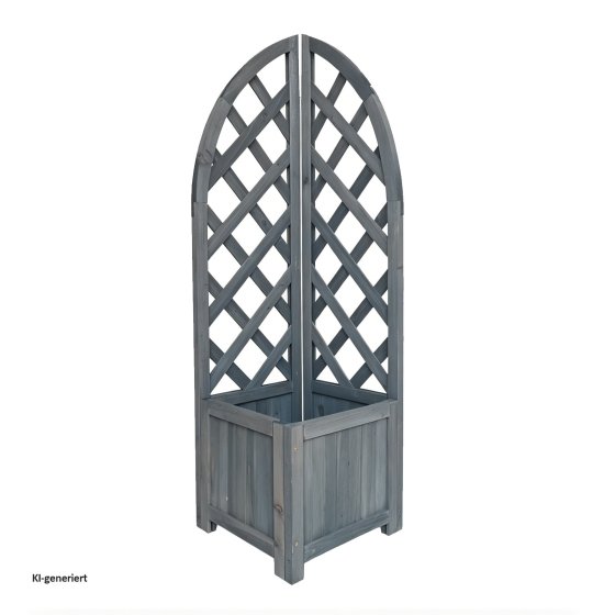 Pflanzkasten mit Rankgitter aus Holz Blaugrau Blumenkasten für Balkon, Terrasse und Garten 