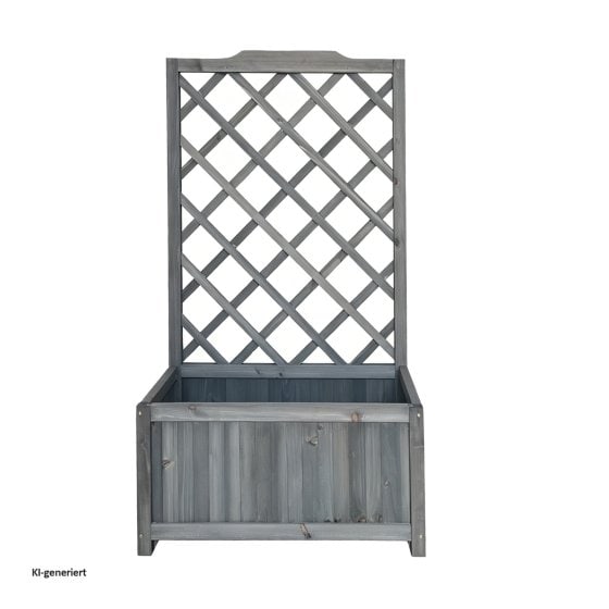Pflanzkasten mit Rankgitter aus Holz Grau Blumenkasten für Terrasse und Balkon 