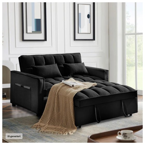 Sofa mit Schlaffunktion Schwarz 