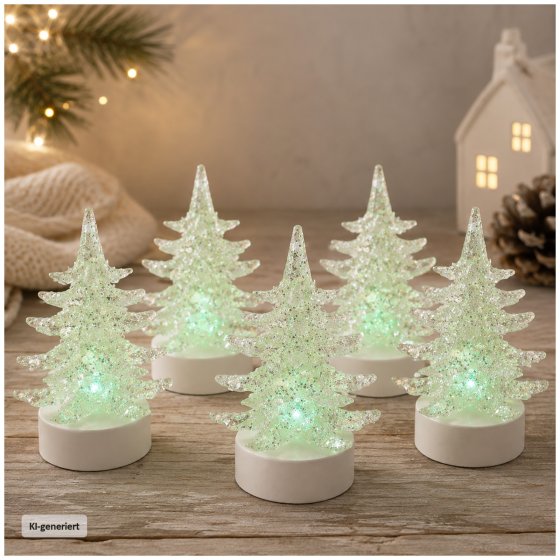 Funkelnder Weihnachtsbaum 6er Set klein mit toller Beleuchtung 