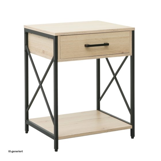 Beistelltisch Cedrik mit Schublade Artisaneiche-Schwarz 