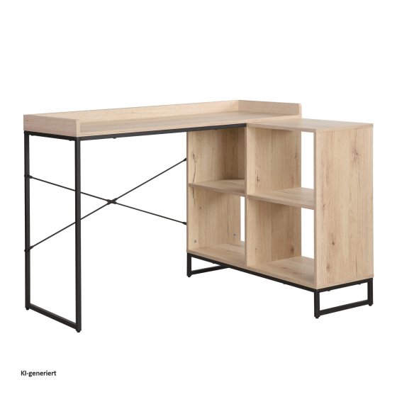 Eckschreibtisch mit Regal Cedrik Artisaneiche-Schwarz 