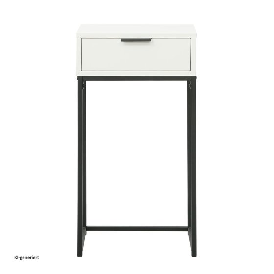Konsolentisch Cedrik 40 cm mit Schublade Weiß-Schwarz 