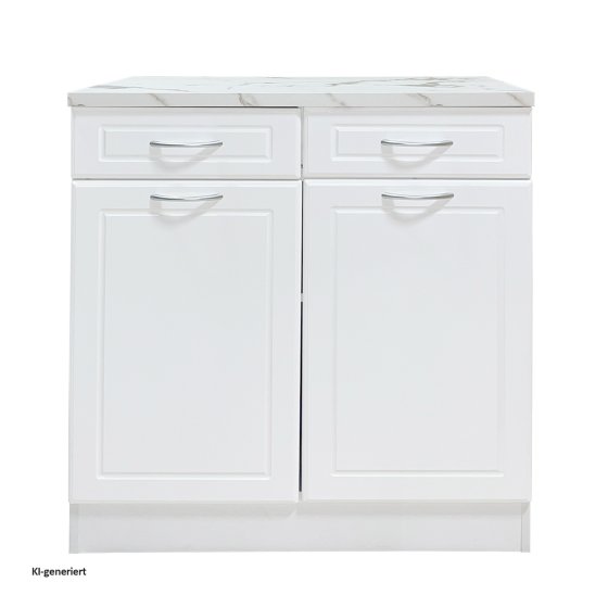 Küchenunterschrank Jenna Country Weiß 80 cm mit 2 Schubladen 