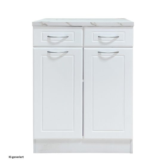 Küchenunterschrank Jenna Country Weiß 60 cm mit 2 Schubladen 