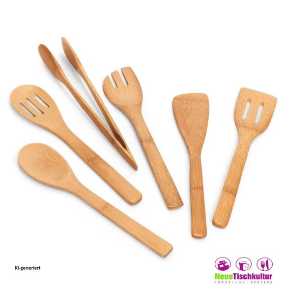 Küchenutensilienhalter-Set, 7-teilig Bambus 