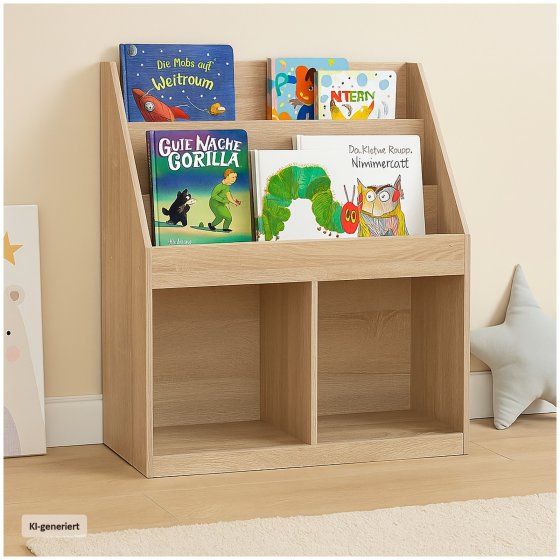 Kinderregal Aufbewahrungsregal mit 5 Fächern Bücherregal für Kinderzimmer Sonoma 