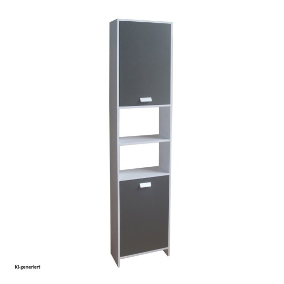 Hochschrank Badschrank Grau Stauraumschrank mit Türen und Fächern 