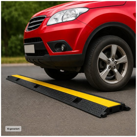 Kabelbrücke mit 2 Kabelkanälen Überfahrschutz 96 cm Gelb Schwarz 