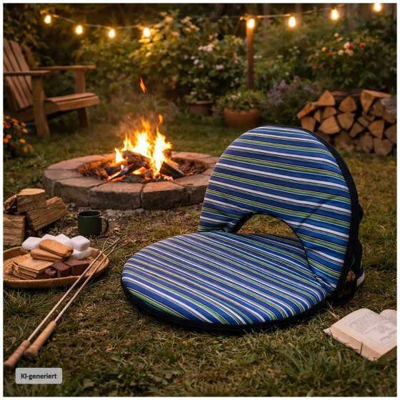 Bodensessel Rund Gestreift Blau Grün Verstellbar Indoor Outdoor bis 150 kg 