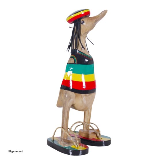 Dekoente Rasta Quakley aus Holz 25 cm Bunte Reggae Dekoration 