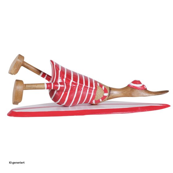 Dekoente Quak sur la plage aus Holz 30 cm Maritime Strand Dekoration mit Surfbrett 