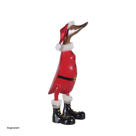 Dekoente Santa Quaklaus aus Holz 25 cm Weihnachtsdeko Ente 