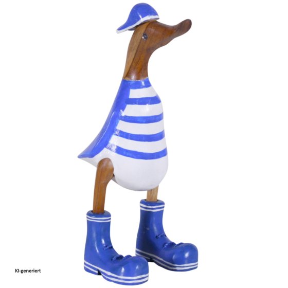 Dekoente Captain Sonnenbrand aus Holz Blau Weiß 25 cm Maritime Dekoration 